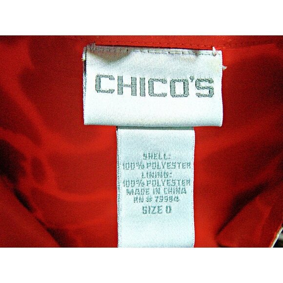 Chicos Leopard Animal Print Open Front Blazer Jacket With Red Trim Size 0 XS 4/6 - Picture 4 of 10